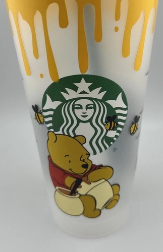New Starbucks Cold Cup 24oz Winnie The Pooh Inspired Gold Embossed Reusable Cup - Picture 5 of 6