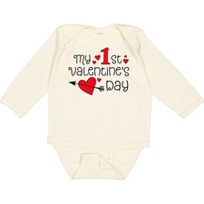Inktastic My First Valentines Day Red Hearts And Arrow Long Sleeve Creeper Kids