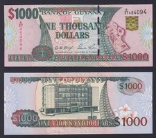 Guyana Banknote 1000 Dollars 2000 P.-35 FDS/UNC