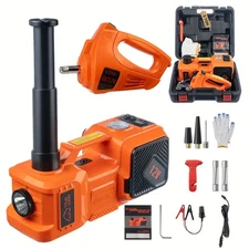 Electric Hydraulic Car Floor Jack 5 Ton 12V w/Impact Wrench &Tire Inflator Pump
