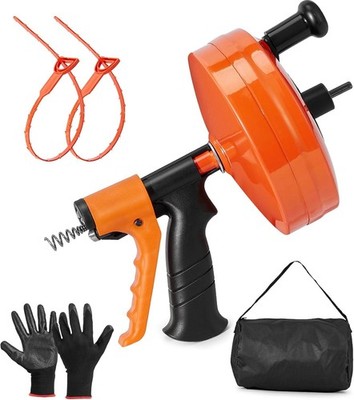 Drill-Compatible 50 FT Drain Auger with Auto-Feed for Tough Plumbing Clogs