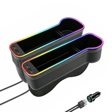LED Car Seat Gap Organizer 56W Charger, 2 Pack Black Car Gap Filler Organizer