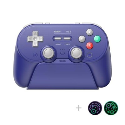 8BITDO PRO 3 BLUETOOTH CONTROLLER WITH SWAPPABLE ABXY BUTTONS, TMR -  PURPLE