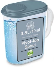 1 Gallon Water Pitcher with Lid & Pivot Top Spout -Slim Design Fits Gray 