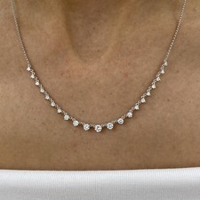 14K White Gold Chain Necklace Round Labcreated Diamond 1.1ct F/VS