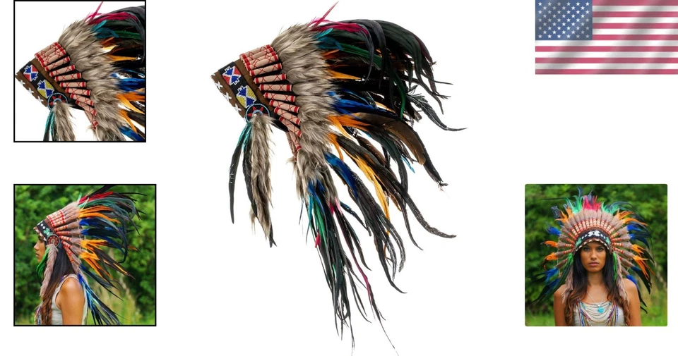 Tocado de plumas hecho a mano | Inspirado en los nativos americanos Foto 2 de 4