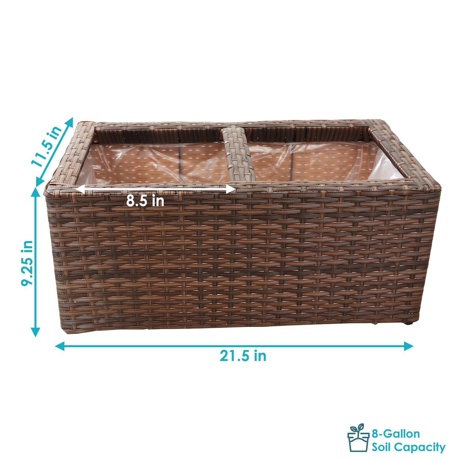 Polyrattan Indoor Rectangle Planter - Brown - Set of 2 by Sunnydaze