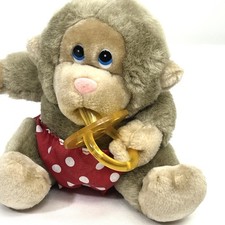 Russ Baby Chee Chee Monkey Plush Pacifier Red White Polka Dot Pants Vintage