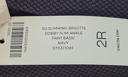 Neu mit Etikett - Chicos so schlankmachende BRIGITTE Dobby marineblaue schmale Knöchelhose Gr. 2R/US 12R - Bild 5 von 6