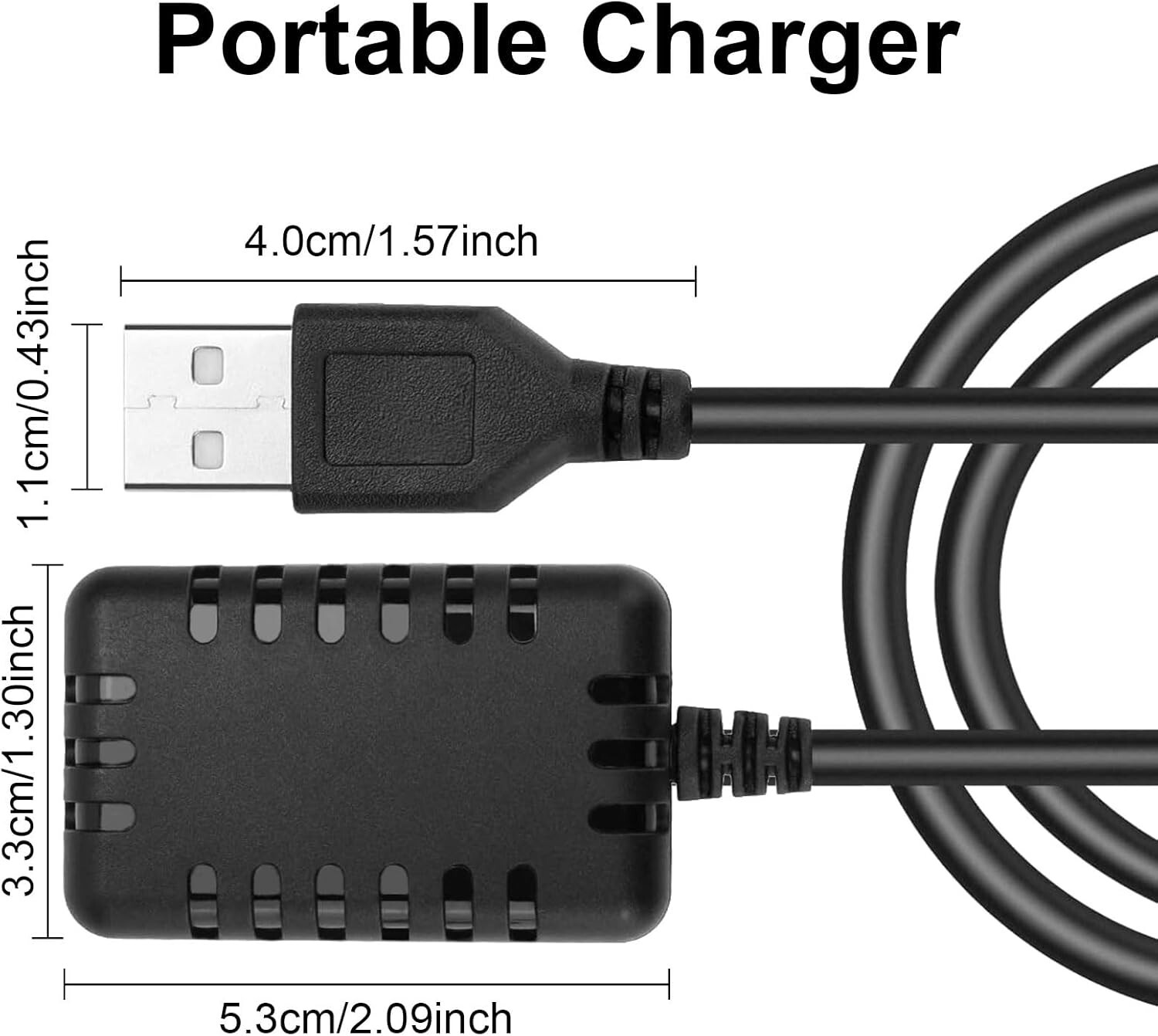 7.4V Lipo Battery Charger - RC Car Balance Chargers USB Cable 2-in-1 Black