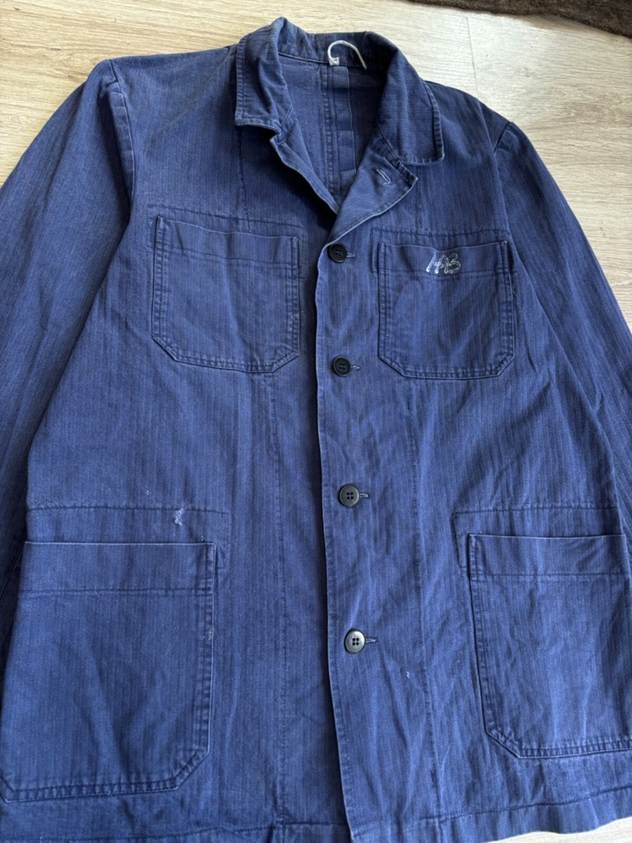 Vintage 60s French German Workwear HBT Blue Chore Utility Vintage 60s French German Workwear HBT Blue Chore Utility