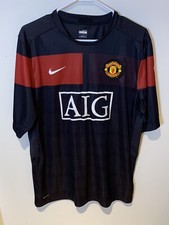 Manchester United FC Nike AIG Red Black Soccer Futbol Jersey Adult Size Medium L