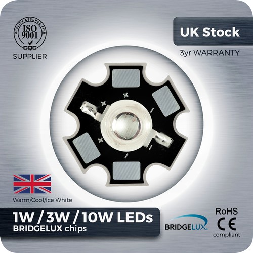 1 / 5/ 10pcs 1W / 3W White BRIDGELUX LED Light Bulb Emitter with 20mm Star Base