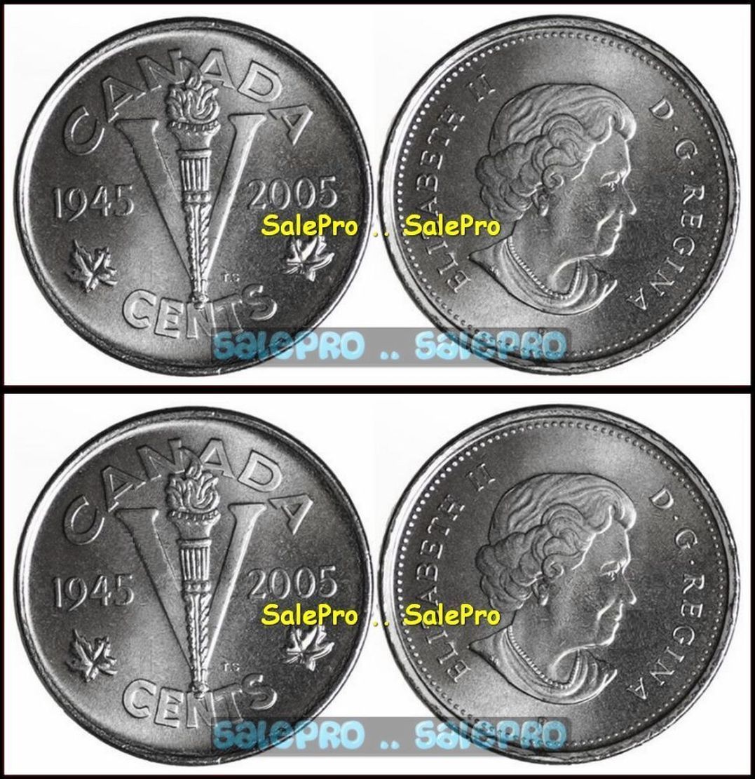 2x CANADA 2005 CANADIAN LIMITED NICKEL RARE 1945 WWII VICTORY 5