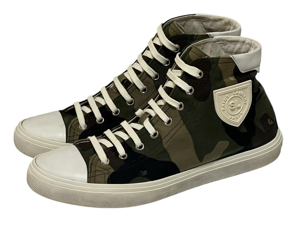 Saint Laurent Paris Bedford Camo Hi Top Sneakers Womens Size 9 Casual Shoe EU 40 - Image 3 of 4