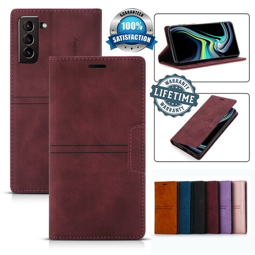 Housse Coque Pour Samsung S23 S21 S20 FE S10 S9 S8 S7 Étui Portefeuille En Cuir - Photo 3/31