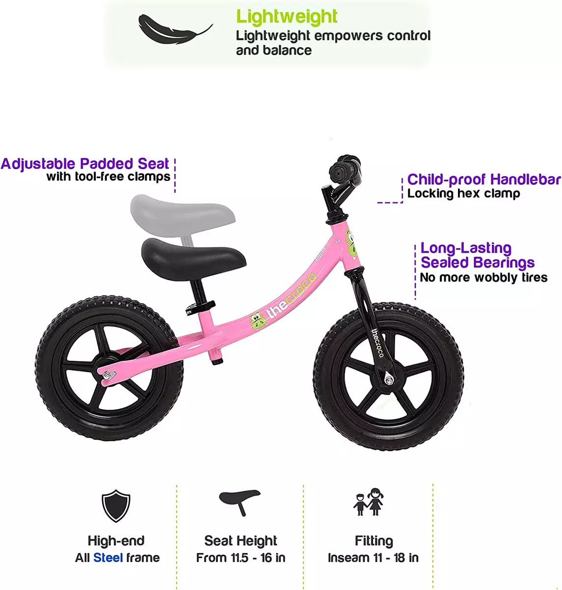 The Original Croco Ultra Lightweight and Sturdy Balance Bike. 3