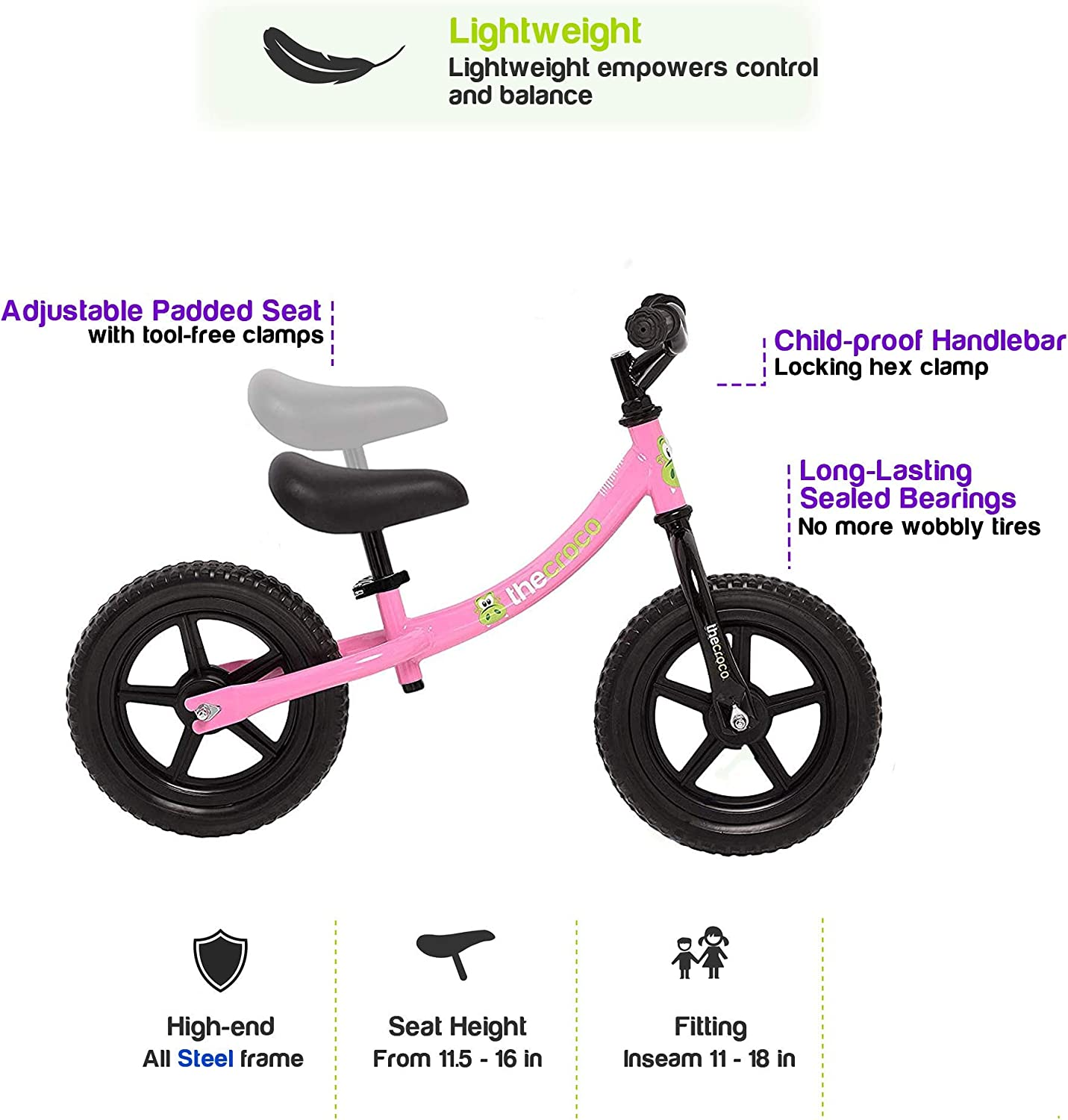 The Original Croco Ultra Lightweight and Sturdy Balance Bike. 3 Models