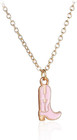 Western Gold Plated Pink Pendant Necklace Cowboy Boot Hats 14K Gold Necklaces Di