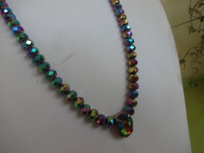 Sautoir Bohème En Cristal Irisé - Perles Rondes Facettées 5 Mm - Amethyst Shimmer - Longueur 100 Cm