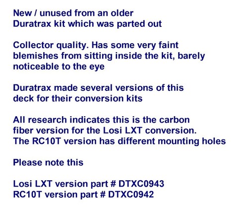 Vintage RC Car Duratrax Gas Conversion Losi LXT Chain Upper Radio Tray Deck Ver1 - Picture 2 of 2