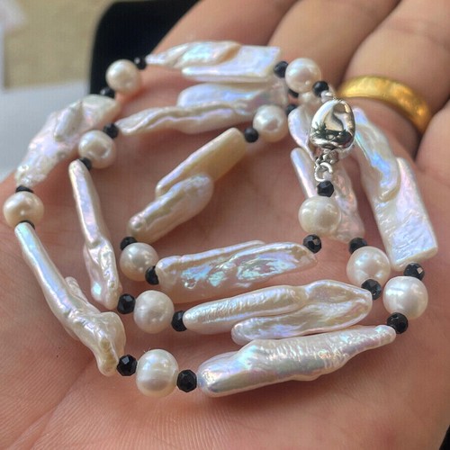 14-30" Natural White Baroque Reborn Keshi Pearl Beads Necklace Hook Earrings Set - Picture 2 of 11