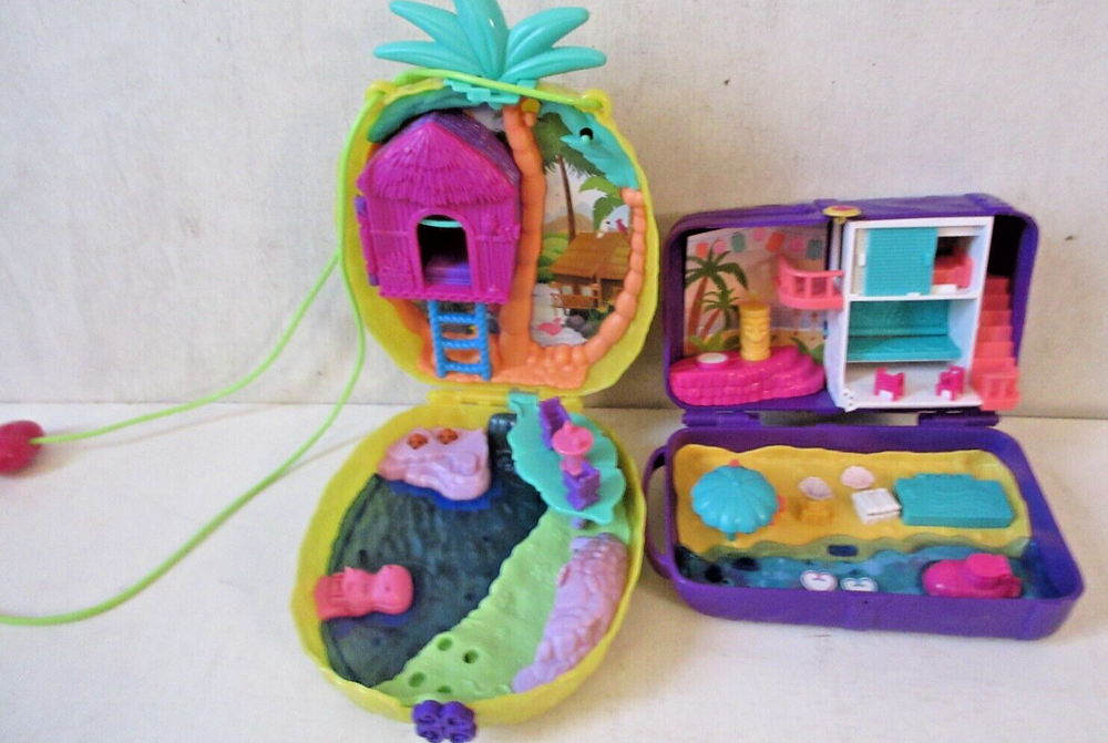 Polly Pocket Beach Themed Playsets Compacts Toy Lot Bundle