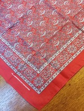 Vintage Red and White Floral Bandana 100 Cotton Hankie Made in Germany