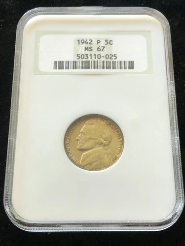 1942 P    SILVER NICKEL    NGC MS67     GREAT  EYE  APPEAL    OLD  HOLDER