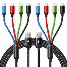 Multi Charging Cable, 2Pack 6Ft 4 in 1 Fast Multi Charging Cord Nylon Braid...