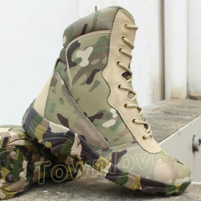 Mens outdoor camo highTop combat boots military hiking  display picture 1