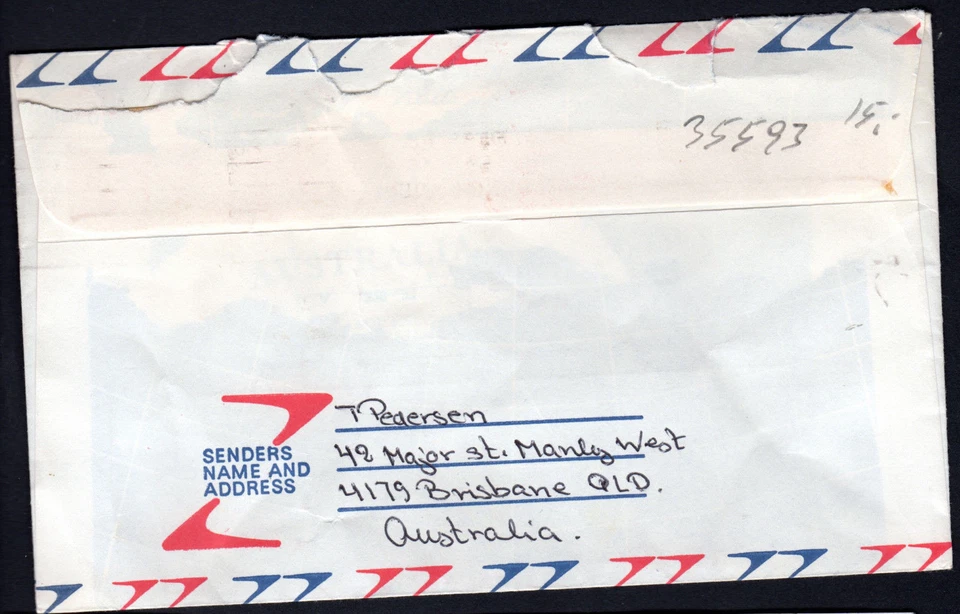 Australia 35c 1973 arte aborigen tumba correo aéreo Wynnum QLD a Dinamarca + eslogan Foto 3 de 3