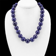 EXCELLENT SHINING 1269.00 CTS NATURAL BLUE LAPIS LAZULI ROUND BEADS NECKLACE(DG)