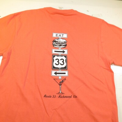 NEW EAT ROUTE 33 RICHARD VIRGINIA RESTAURANT DIVE BAR TEE T SHIRT Mens M Pink