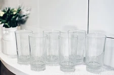 Set of 6 Duralex France Crystal Clear Vertical Cut 12 OZ Glass Tumblers EUC