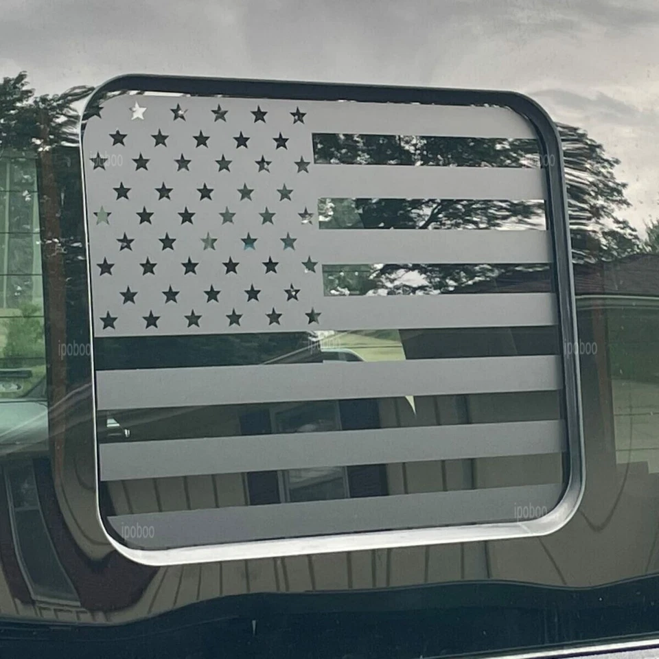 Calcomanía de vinilo negra mate bandera de Estados Unidos ventana corredera trasera para Ford F-150 F-250 F-350 Foto 2 de 4