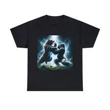 Unisex Adult T Shirt Grizzly Bear Vs Silverback Gorilla Fight Nature Animal Tee