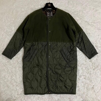 LAVENHAM no collar fur leopard army coat size 36 M color khaki fashion  outer