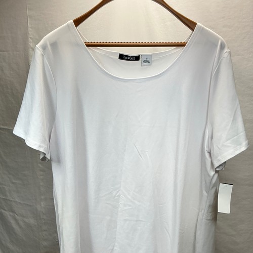 Elementz Woman White T-Shirt Plus Size 2X Short Sleeve Scoop Neck