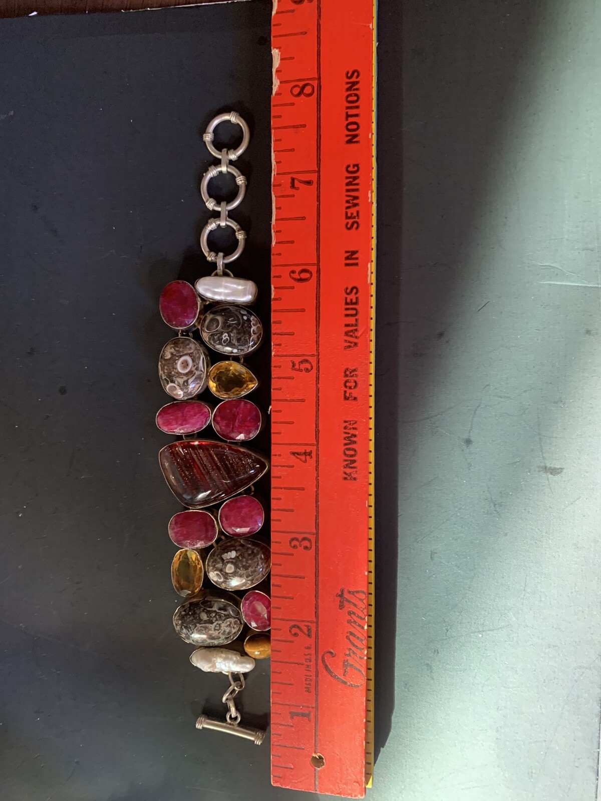 Sterling 925 Statement Multi Colored Bracelet - image 8