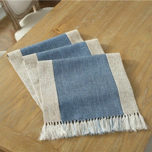 Chinese Tassel Table Runner Cloth Plain Dining Cover Home Decor Tablecloth Retro - Picture 12 of 14