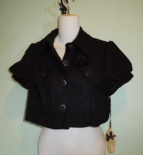 NWT FOREVER 21 BLACK CROPPED JACKET W/FRONT BUTTONS GOTHIC,PUNK,EMO,Y2K,RUDEGIRL