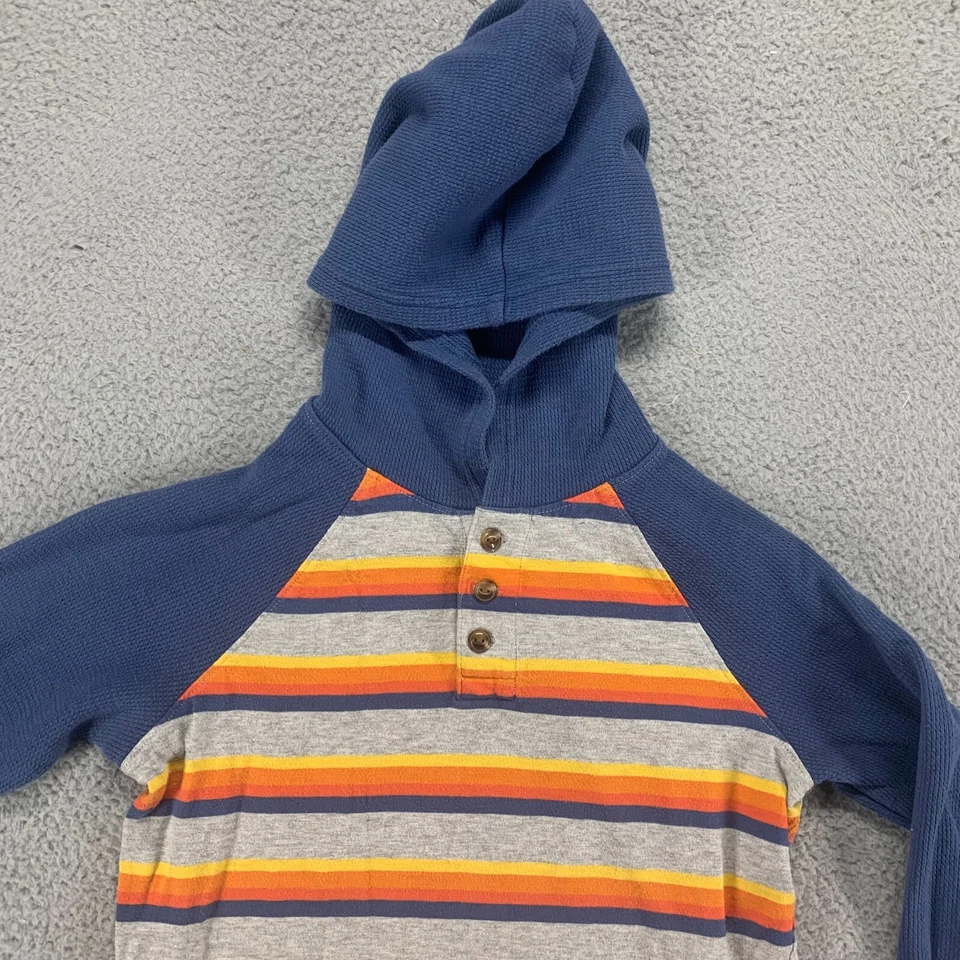 Suéter Lands End Niños Grande Azul Sudadera con Capucha Pullover Manga Larga Rayas Niños Foto 3 de 4