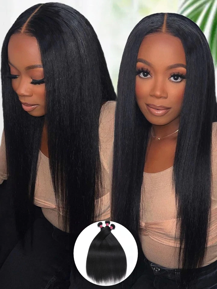 UNICE Peruano Yaki Recto 3 Paquetes Extensiones de Cabello Humano Tejidos de Cabello Virgen Foto 3 de 4