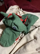 Ikea Green Dragon Fantasivarld Sea Serpent 10" Plush Hand Puppet Stuffed Animal