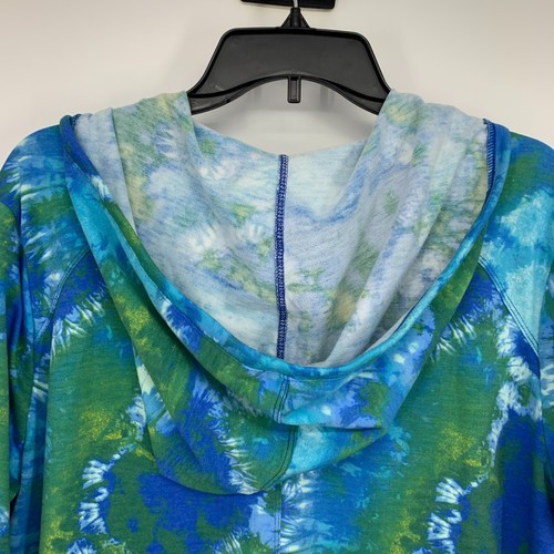 LOGO Lounge Dress Womens Large Lori Goldstein Tie Dye Hooded 3/4 Sleeve Pockets - Picture 10 of 11