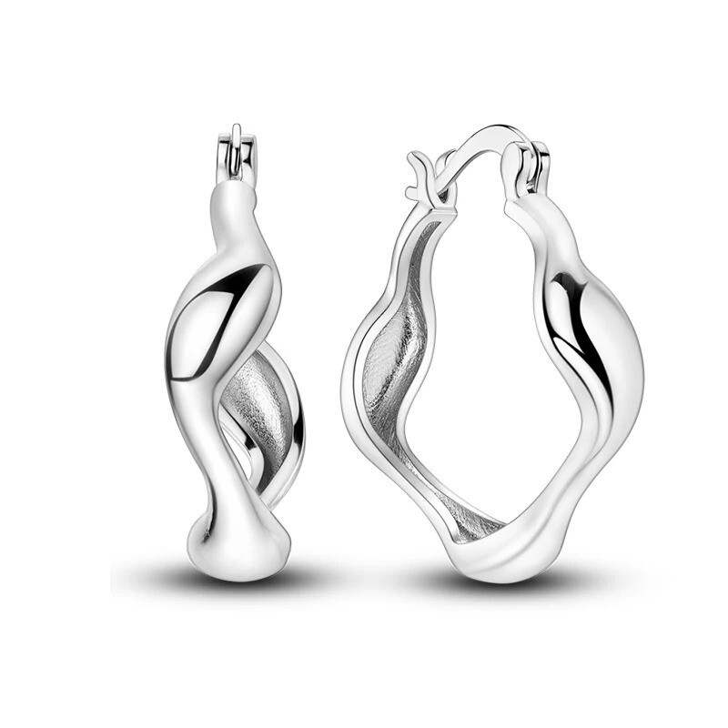 Geometric Earrings Minimal Earrings 925 Sterling Silver Hoop Earrings