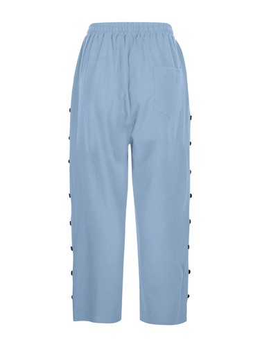 Womens Casual Leisure Pants Lounging Capri High Waist Drawstring Side Elastic - Picture 25 of 124
