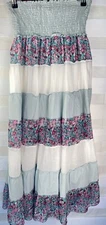 Wet Seal Womens Tiered Maxi Skirt Dress Multicolor Elastic Waist Boho  Medium