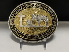 Christian Praying Cowboy belt buckle western Style Hebilla Vaquera Oracion